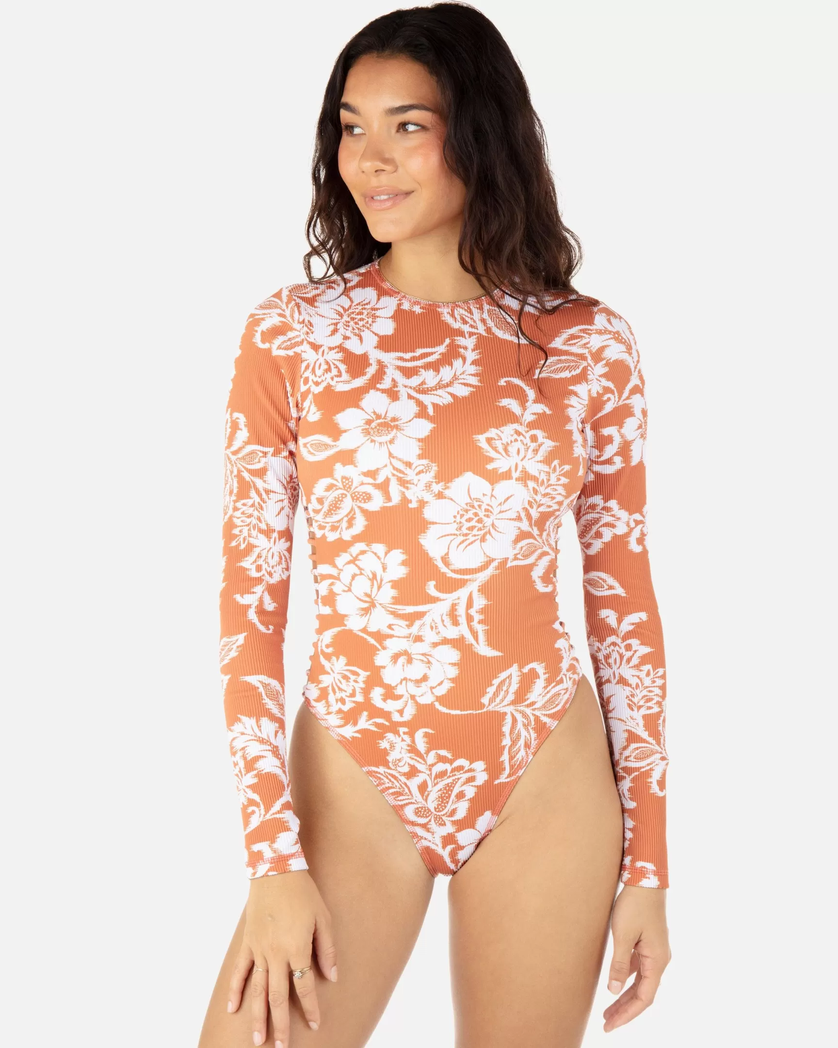 Floral Ikat Long Sleeve Zip Back Moderate Surf Suit*Hurley Online